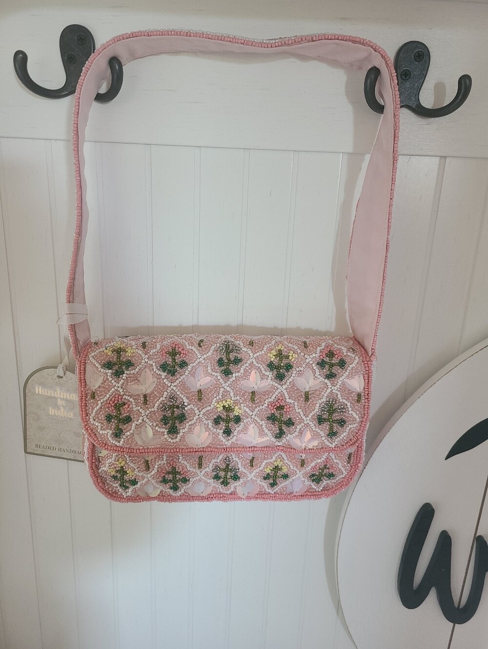 TikTik Viral: Handmade In India Pastel Pink Beaded Floral Bag